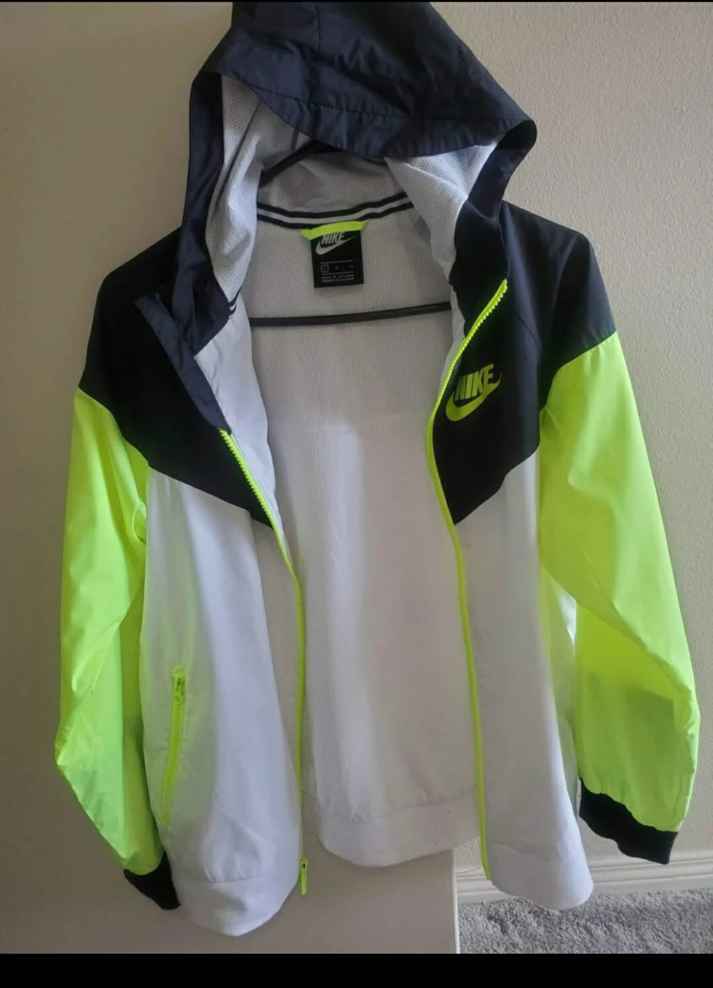 Nike Windrunner Jacket - Black, White & Neon Green - Large - photo 4
