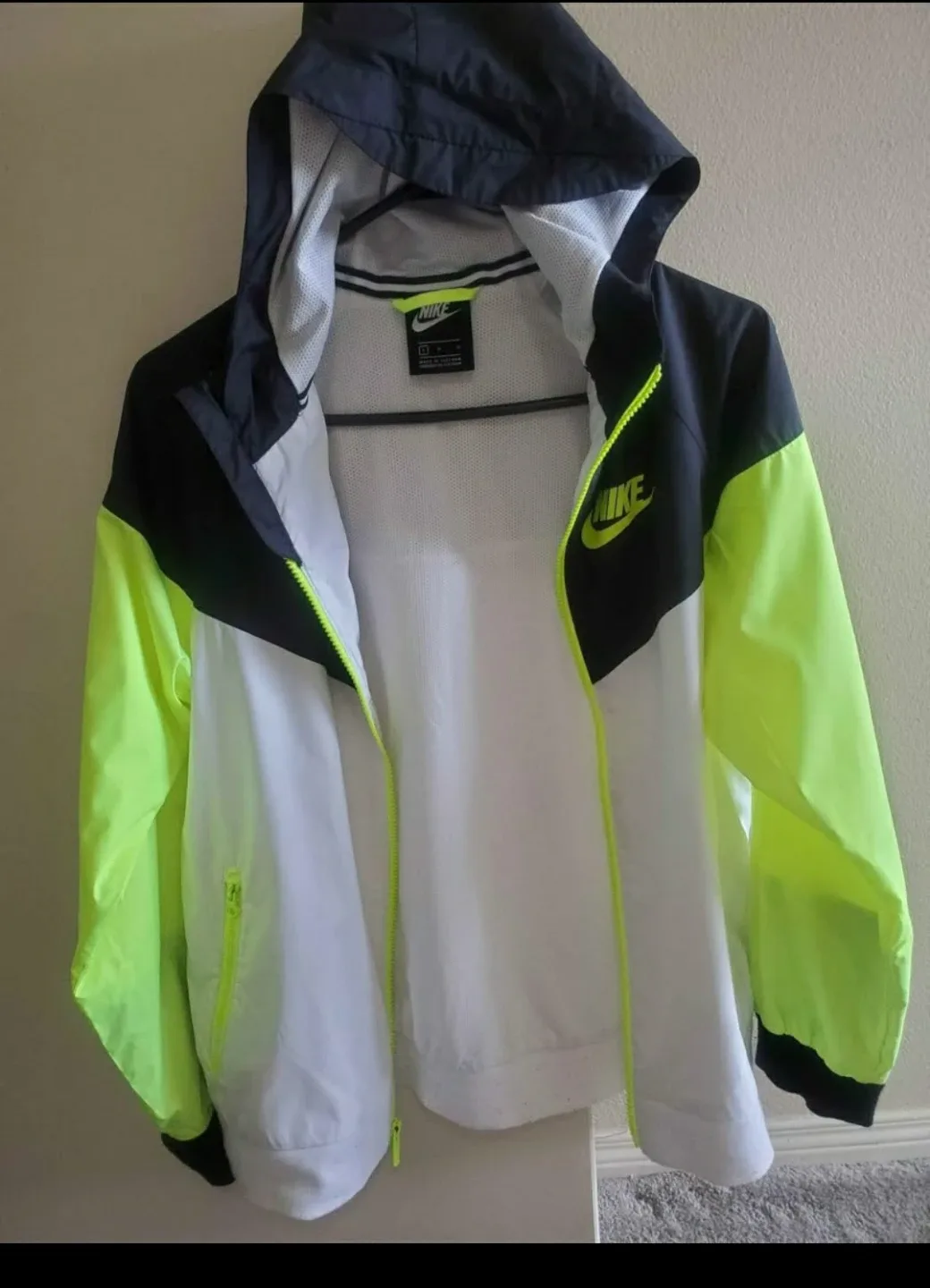 Nike Windrunner Jacket - Black, White & Neon Green - Large image indicator(4)