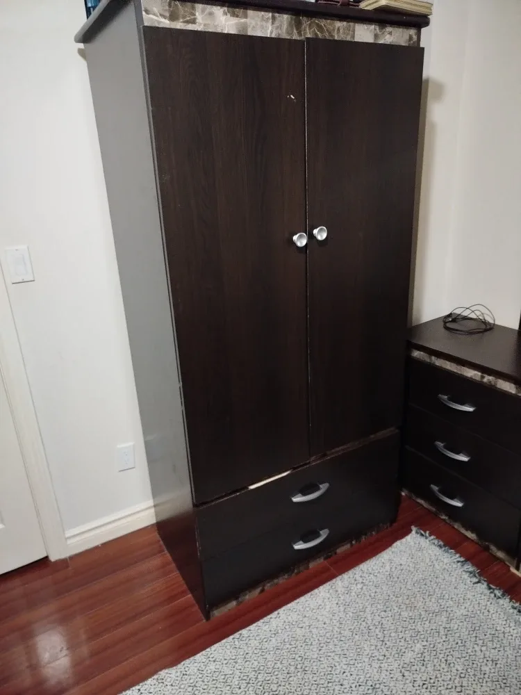 Dark Brown Wardrobe with Drawers