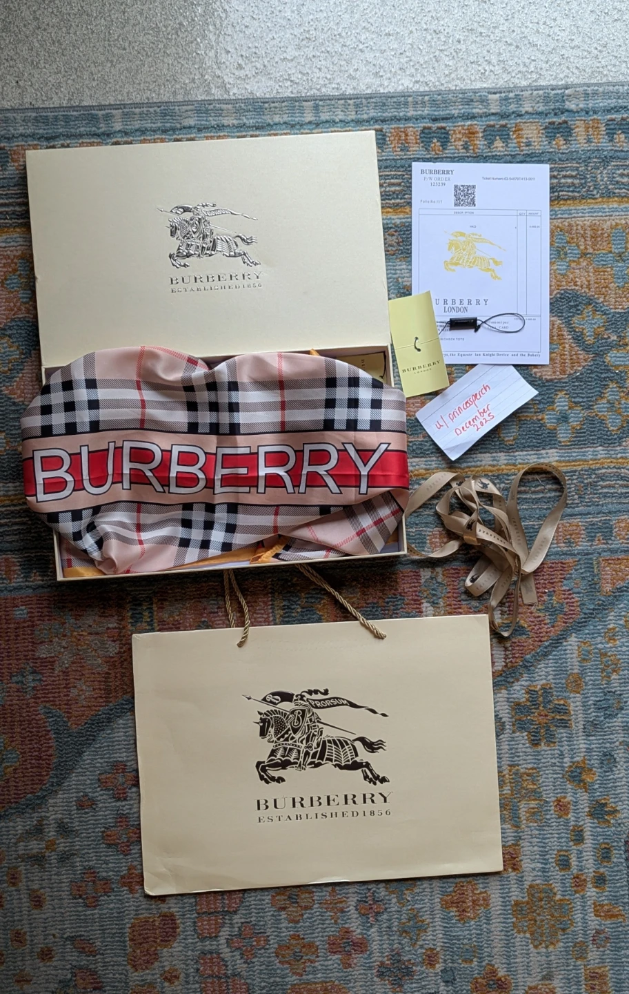Burberry Silk Scarf w/ Box and Gift Bag - photo 2