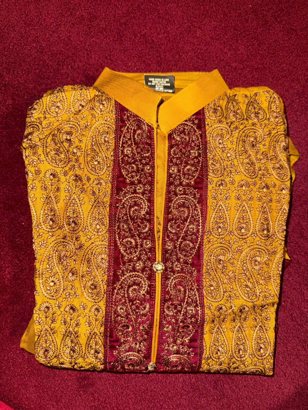 Salwar Kameez Suit - Mustard & Maroon