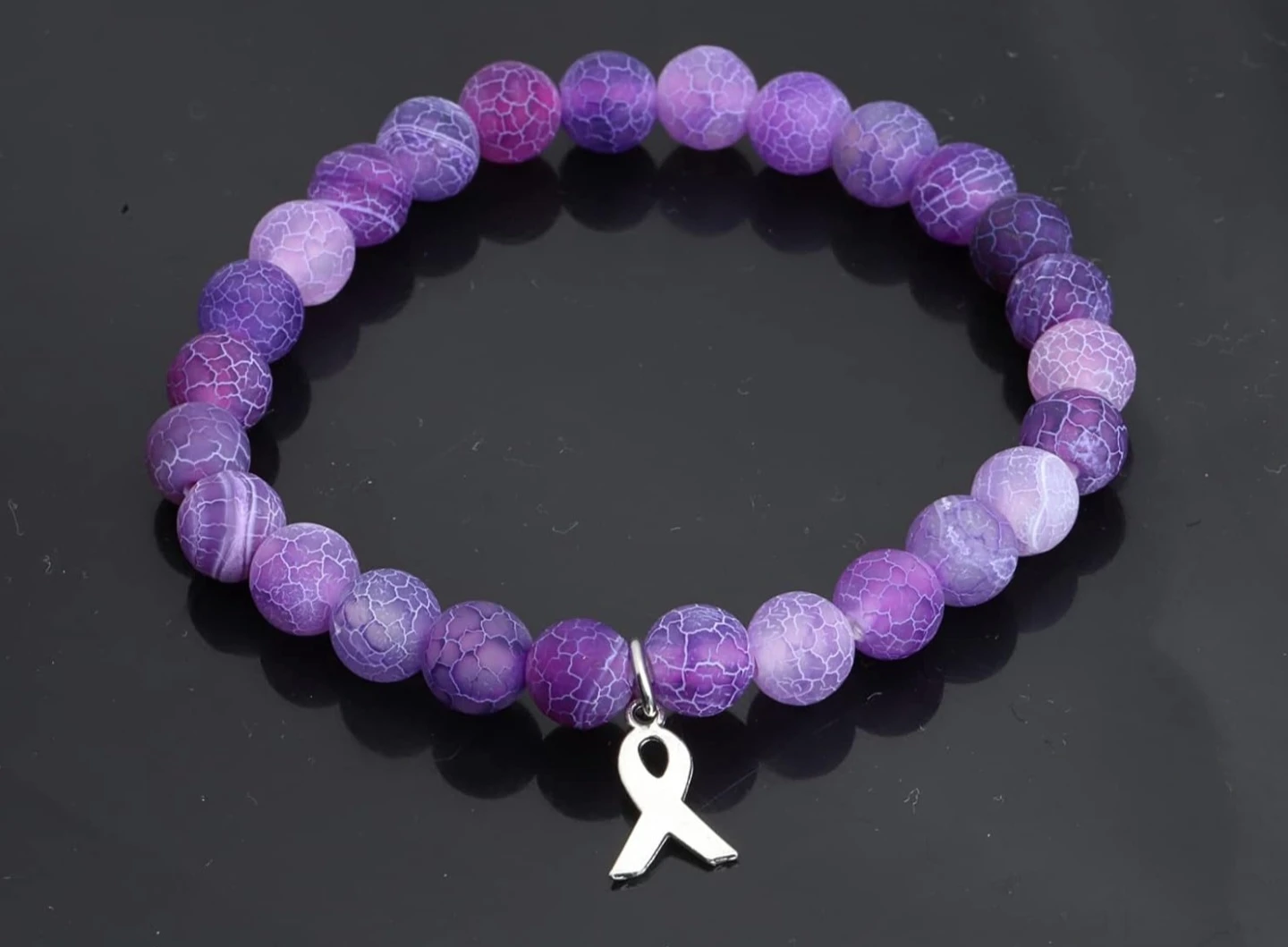 New Purple Awareness Ribbon Beads Bracelet! - photo 4