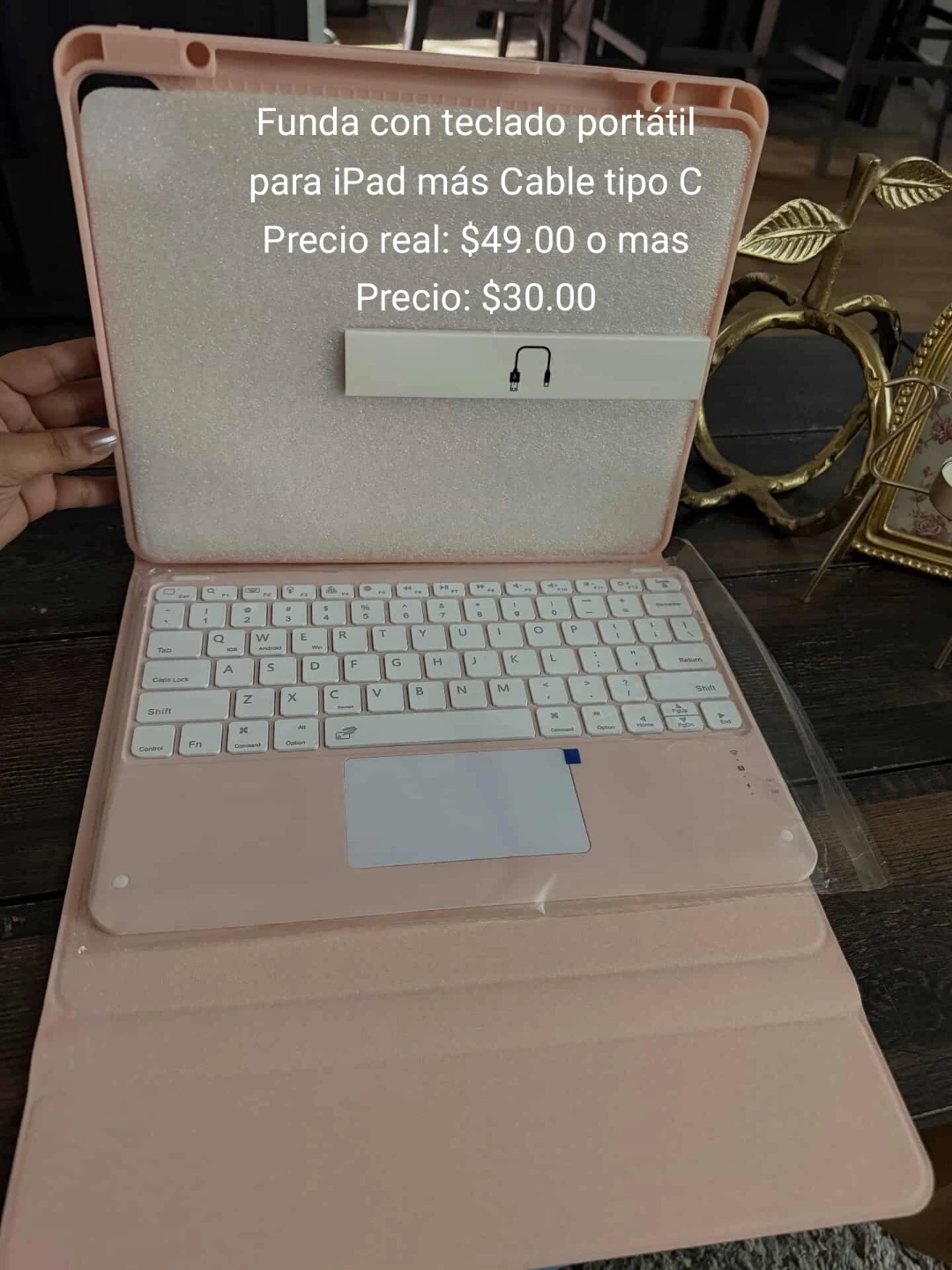 iPad Keyboard Case with Cable - Pink