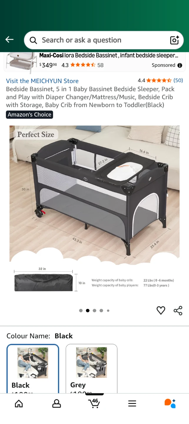 Bedside Bassinet, 5 in 1 Baby Bassinet Bedside Sleeper