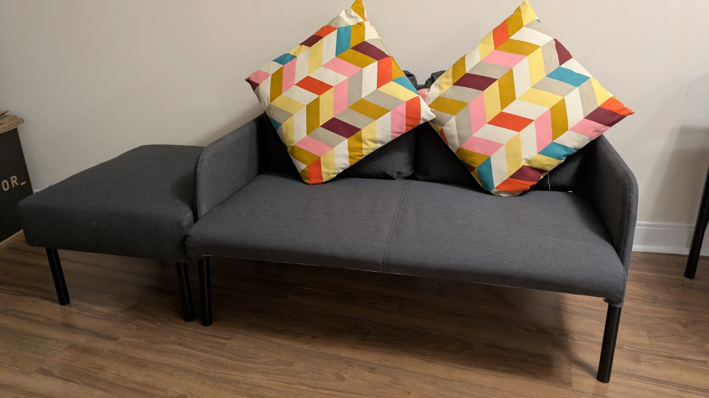Grey Sofa with Ottoman