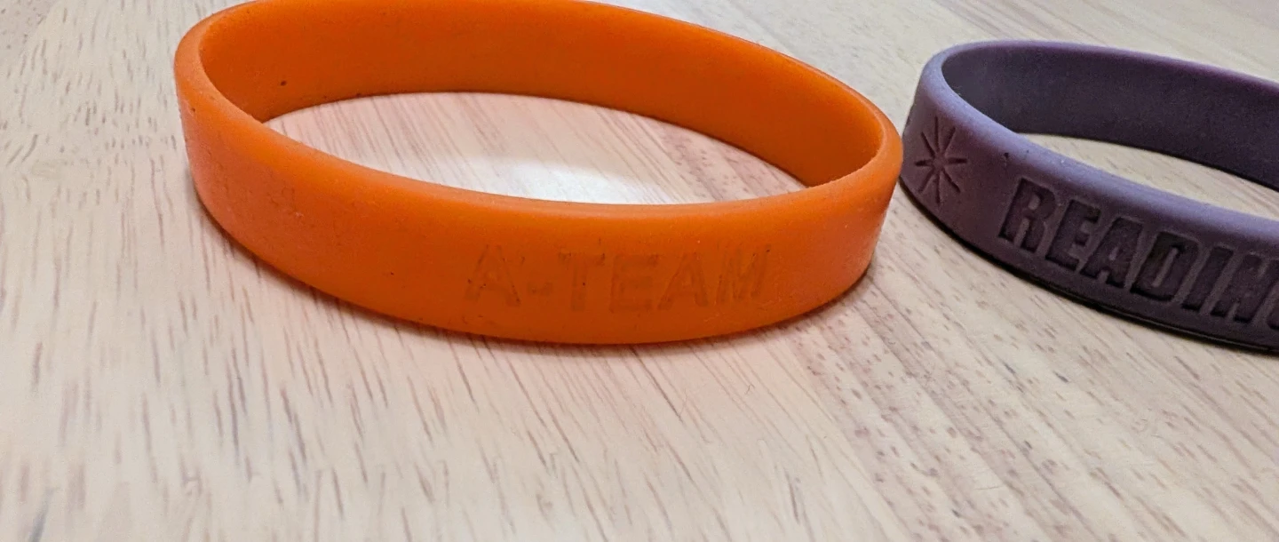 3 Rubber Bracelets: A-Team, Reading, Breast Cancer Awareness - photo 3