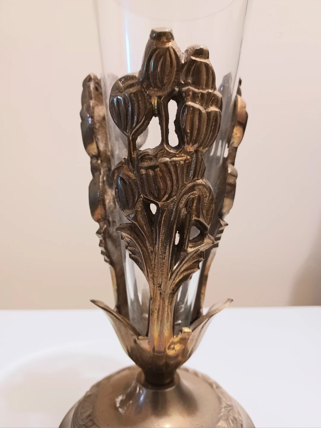 Floral Solid Brass Vintage Vase - photo 3
