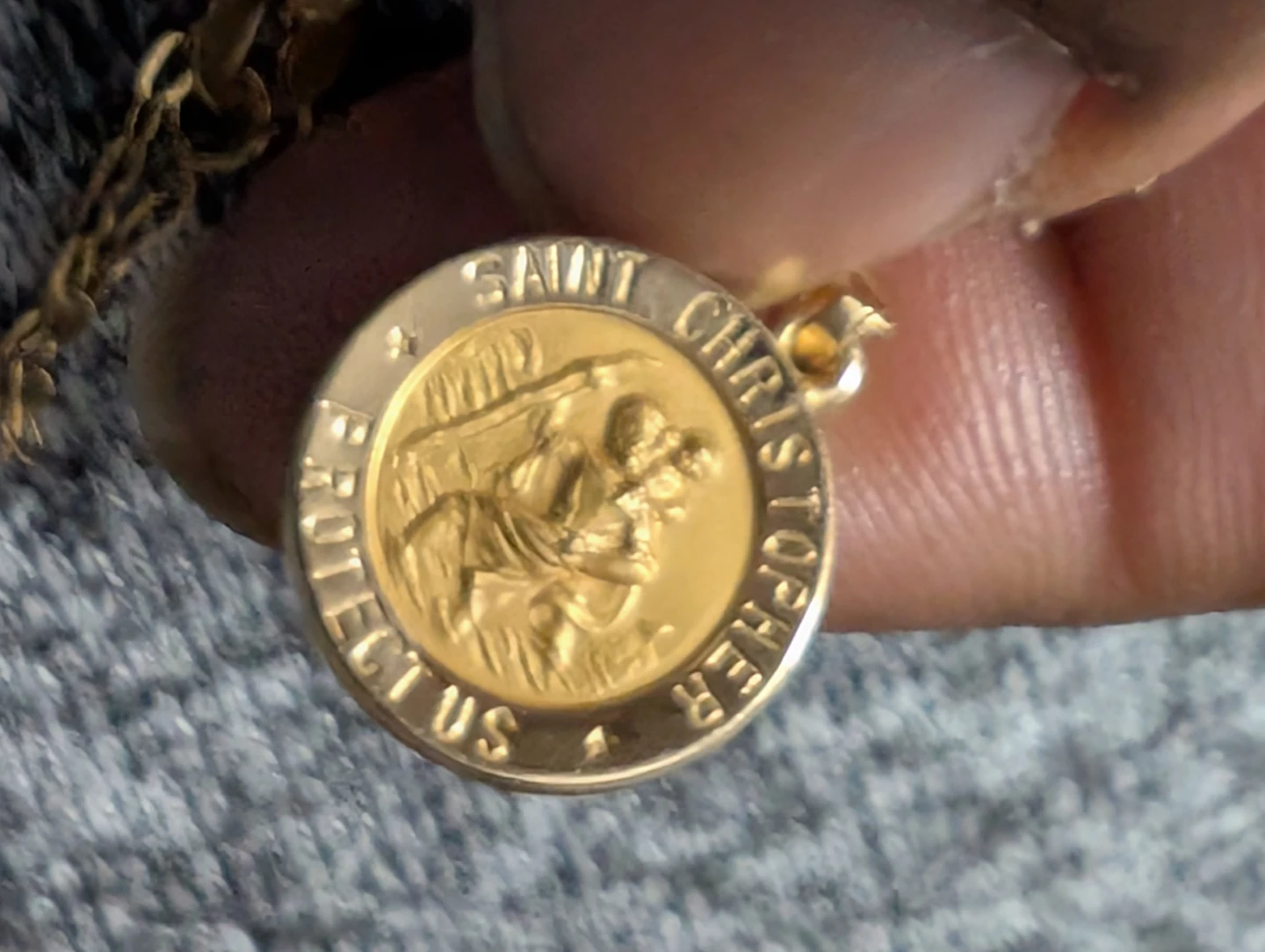 14K Saint Christopher Gold Pendant with Necklace