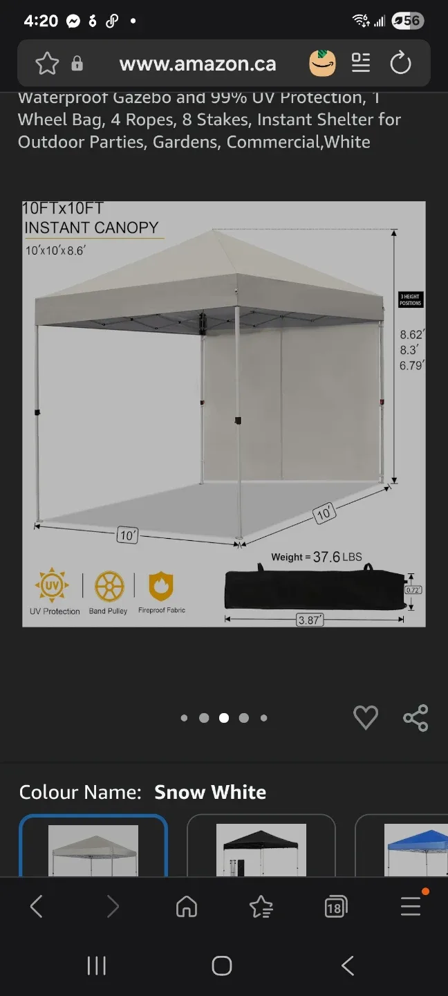 10X10 FT Pop Up Canopy Tent w/1 Sidewall image indicator(4)