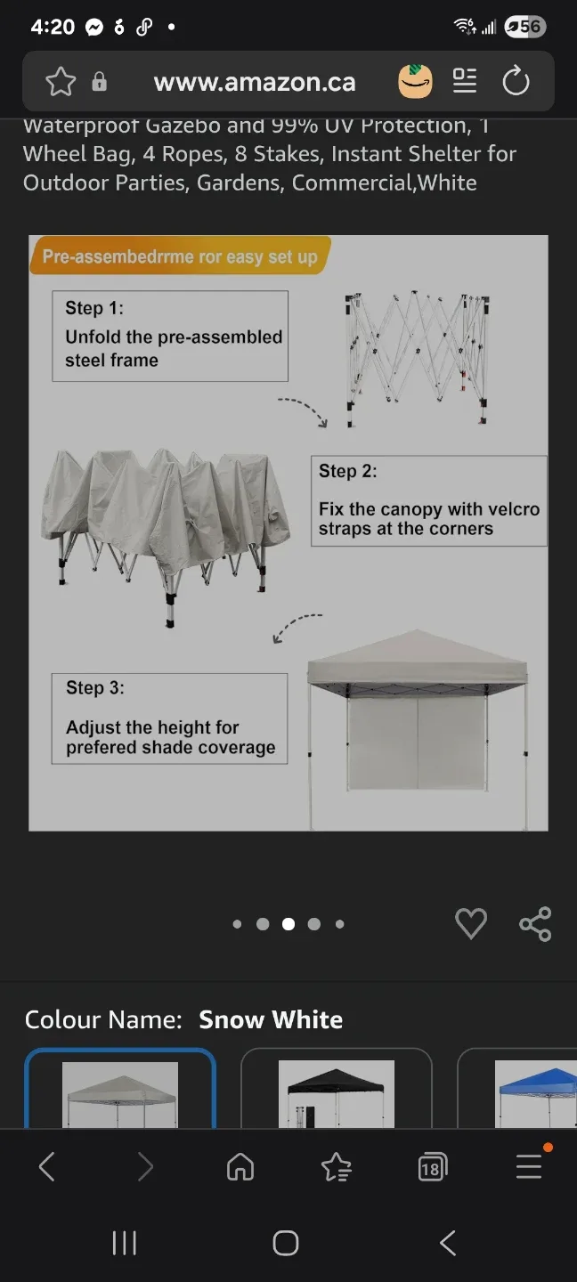 10X10 FT Pop Up Canopy Tent w/1 Sidewall image indicator(5)