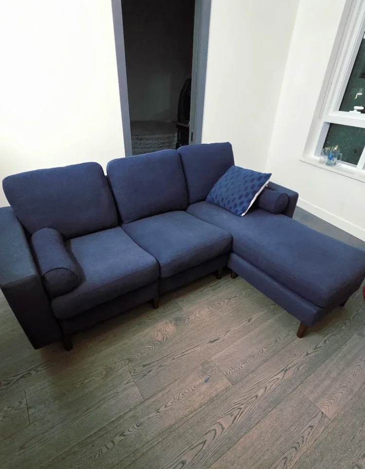 Blue Cozey Couch with Chaise Lounge