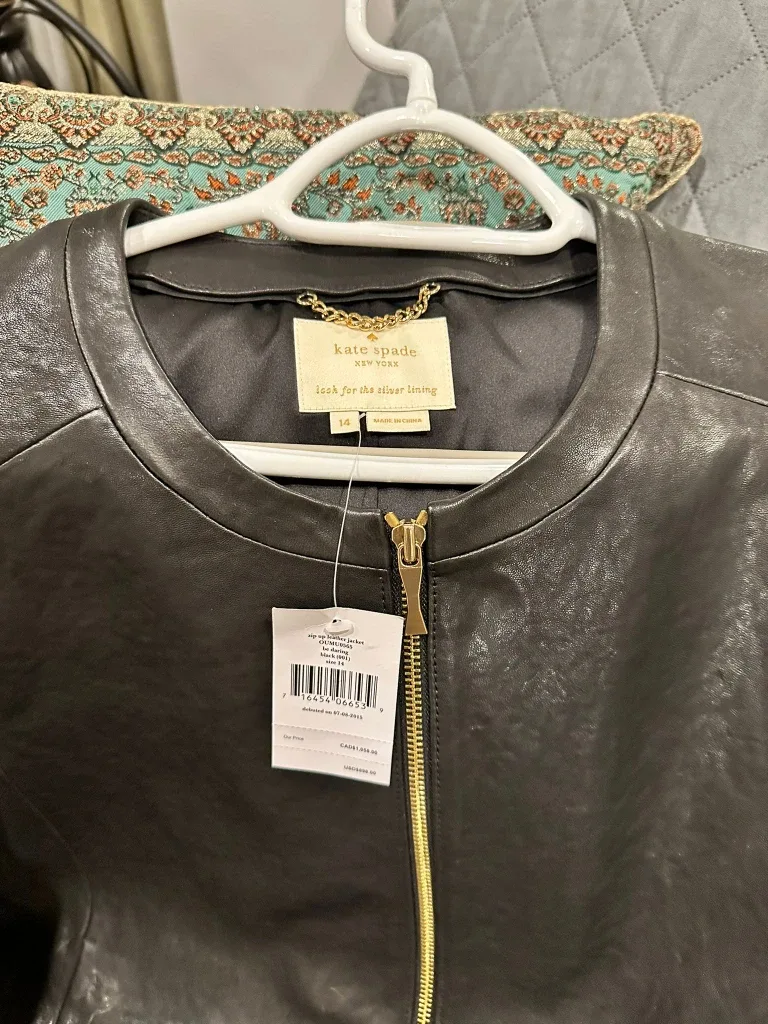 Kate Spade Black Leather Jacket - Size 14 image indicator(2)