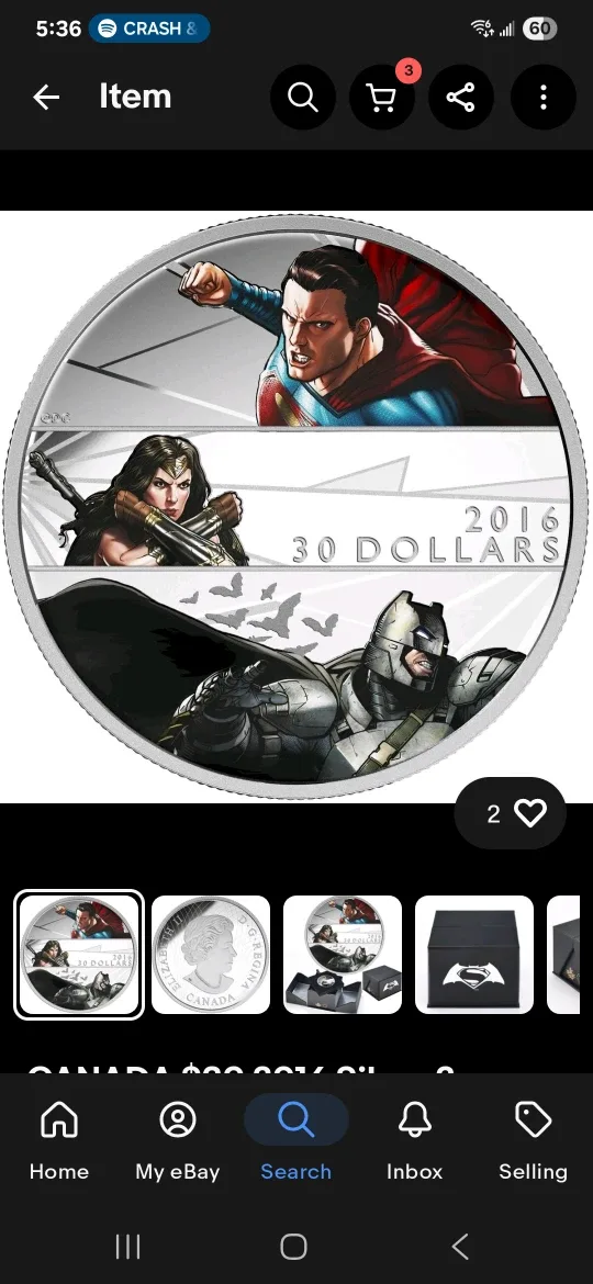2016 Batman v Superman $30 Fine Silver Coin