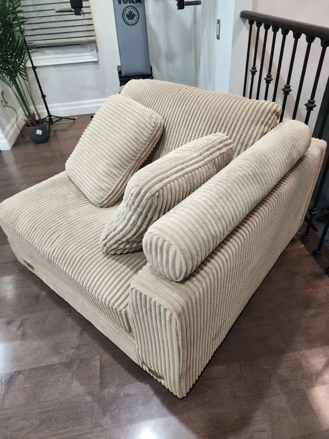 Beige Corduroy Modular Sectional Sofa