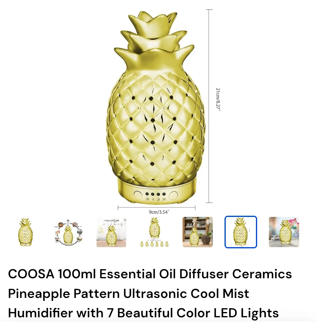 Pineapple COOSA 100ml Essential Oil Diffuser (Silver)