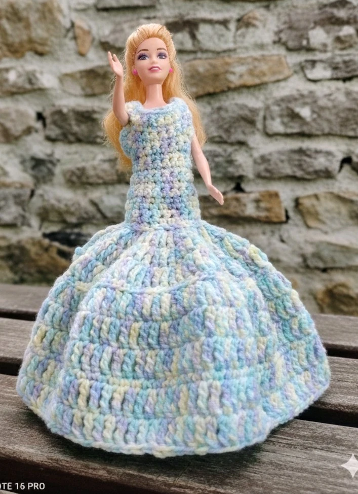 Crocheted Barbie Doll Dress - Handmade