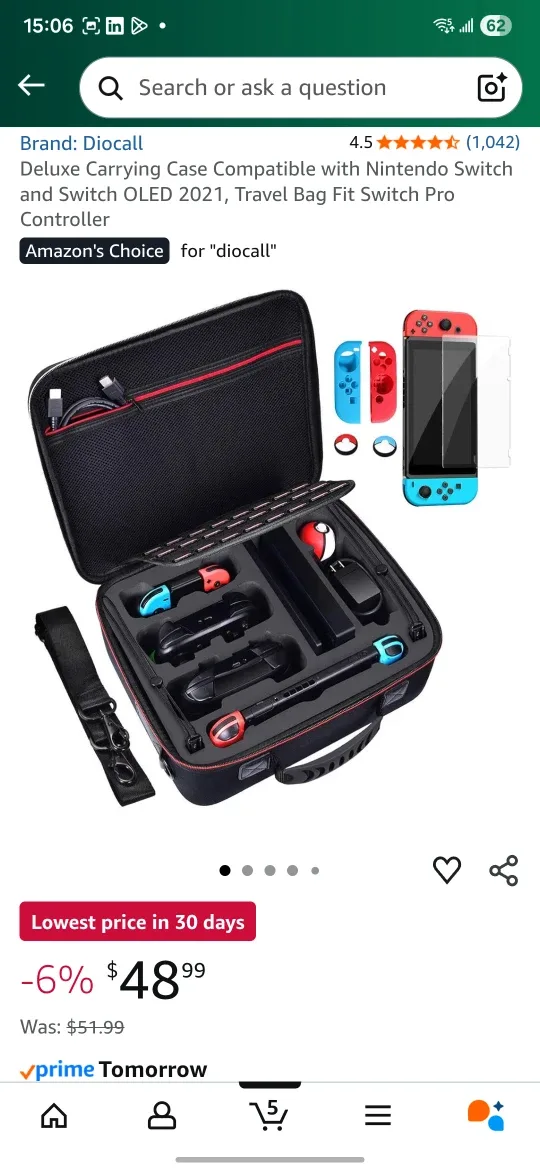 Diocall Deluxe Carrying Case for Nintendo Switch