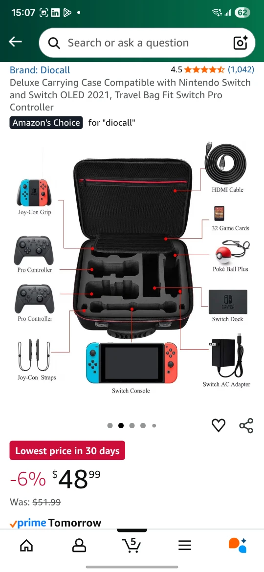 Diocall Deluxe Carrying Case for Nintendo Switch - photo 3