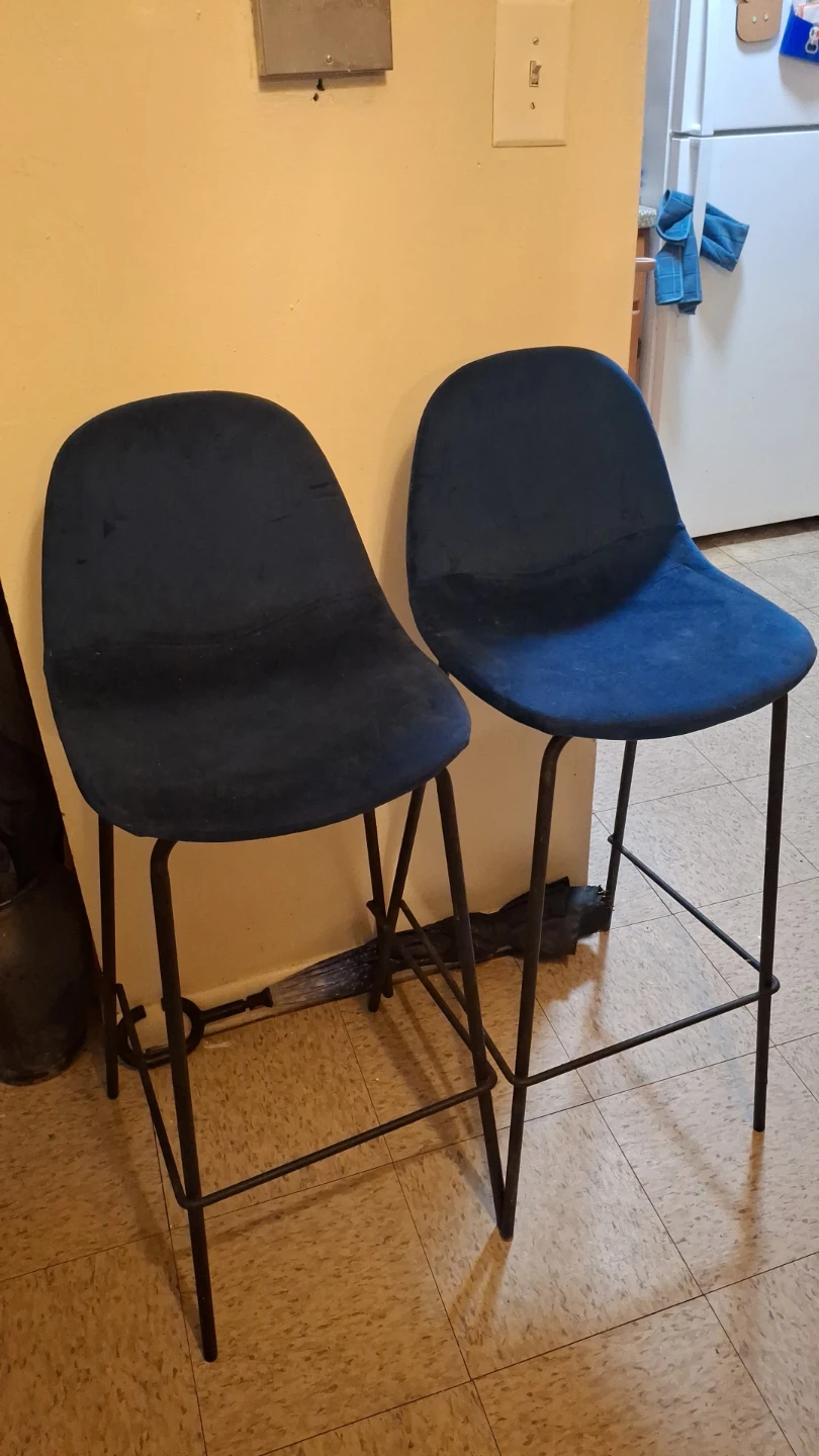 Set of 2 Blue Velvet Bar Stools - photo 3