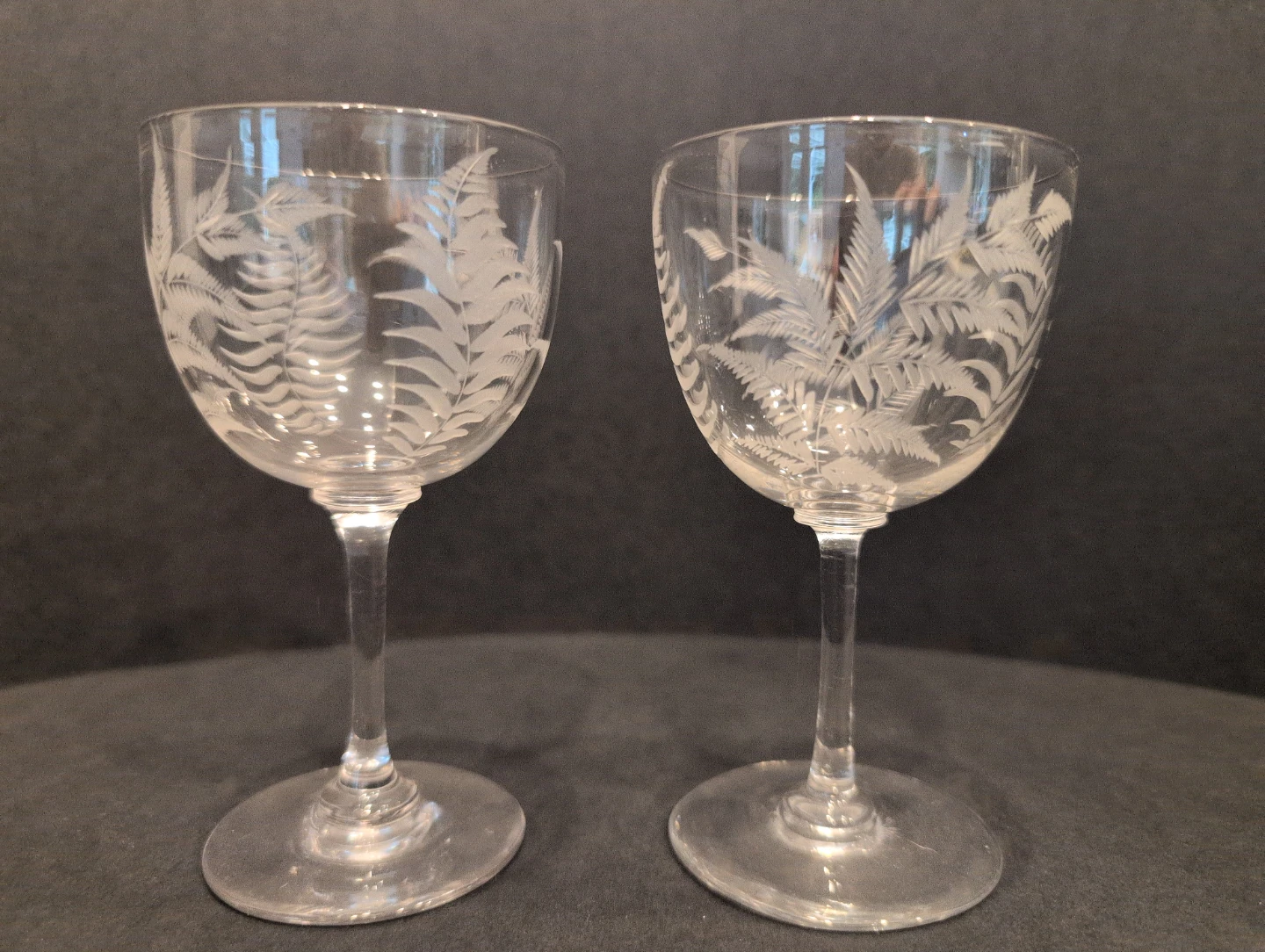 Vintage Etched Fern Champagne Glasses - Set of 2
