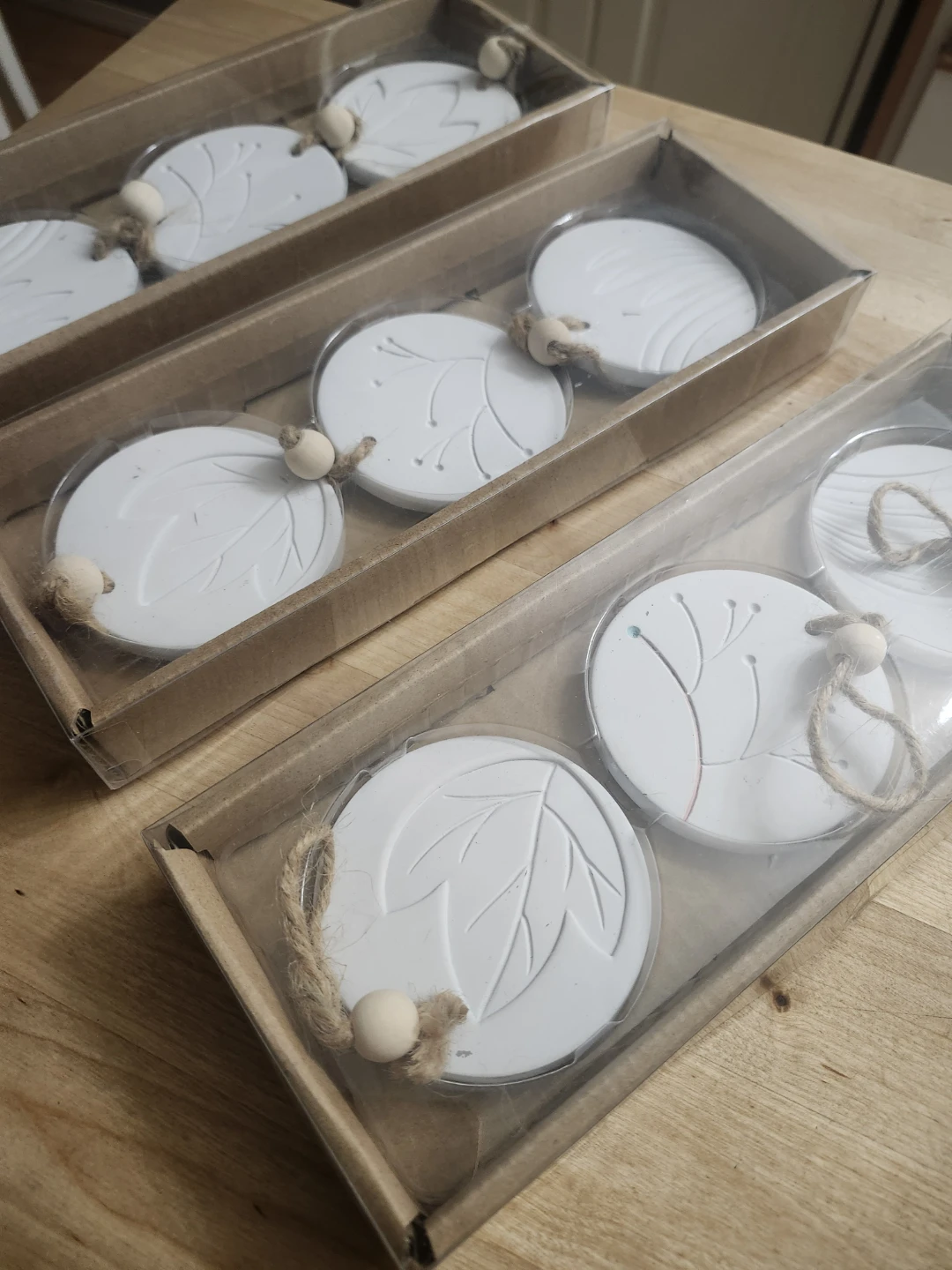 New White paintable Tree  Ornament Sets (3)