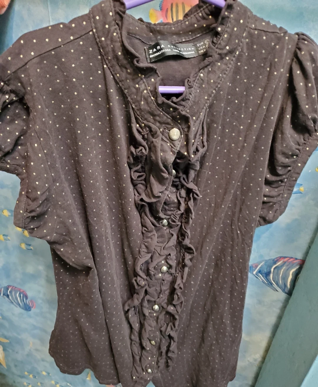 Brown polka dot Zara ruffle blouse - photo 2