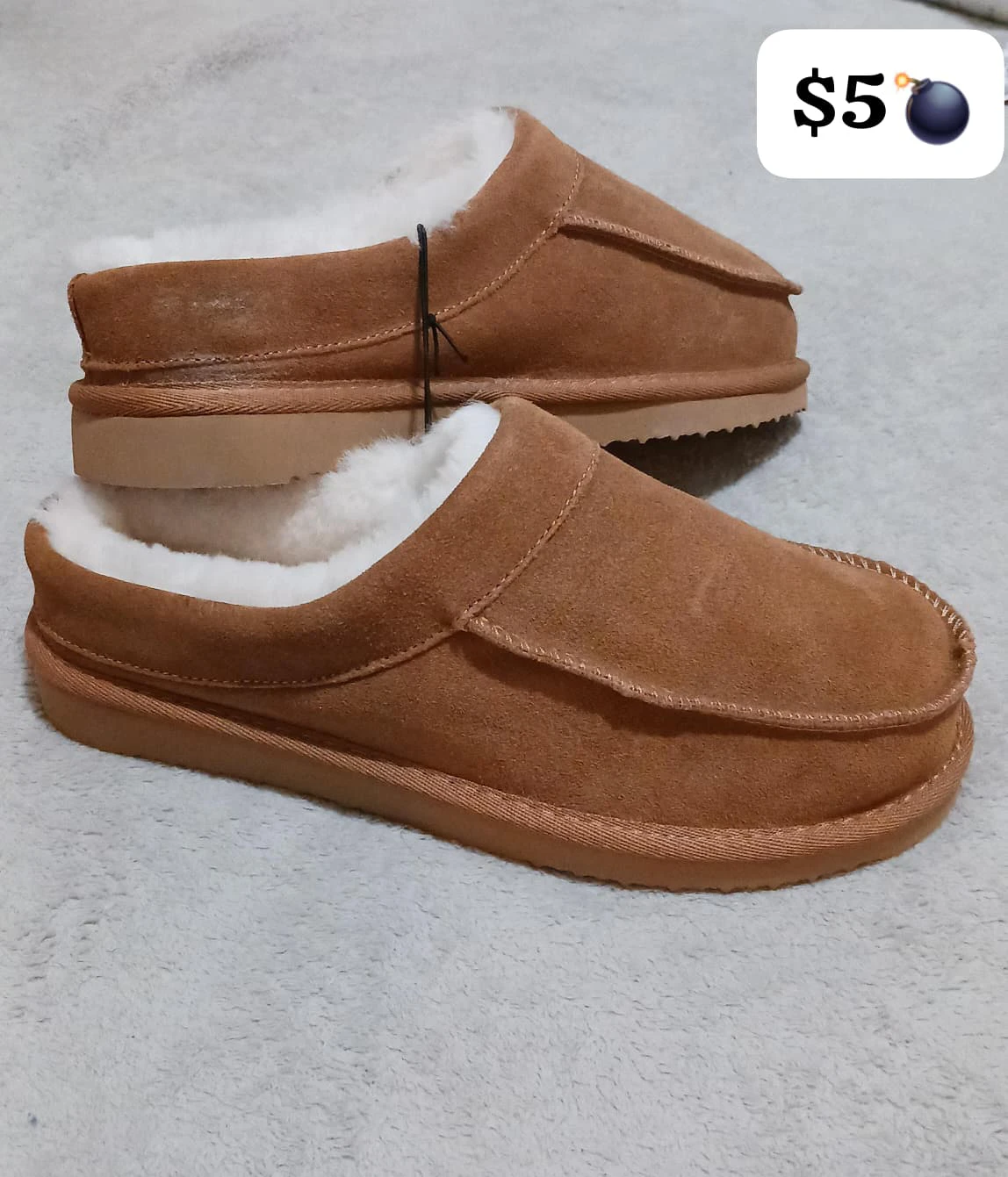 Brown Suede-like Slippers