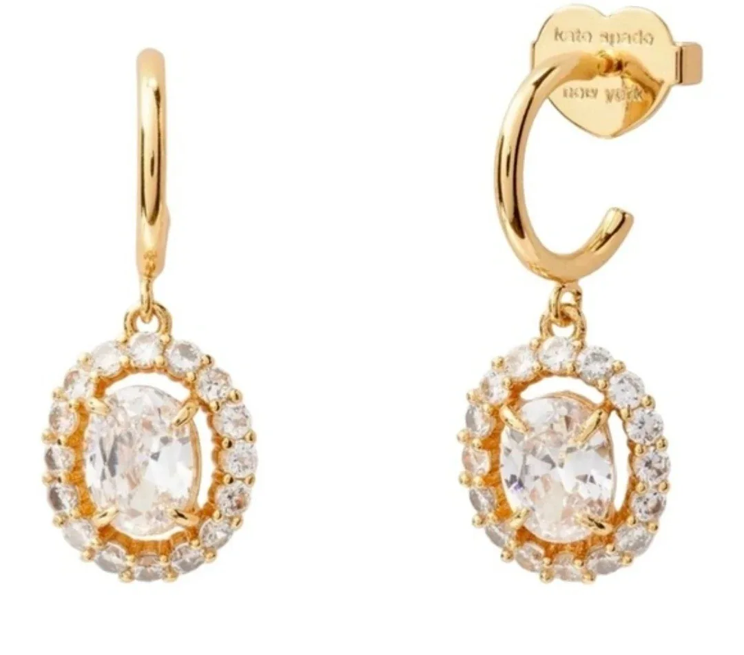 Kate Spade Victoria Gold Clear Huggie Earrings