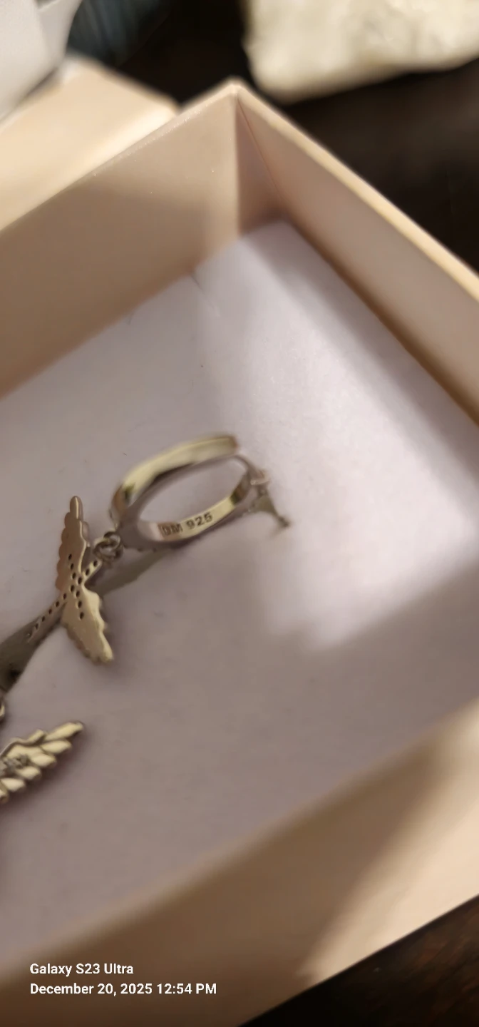 925 Sterling Silver Diamond Angel Wing Cross Dangle Earrings - photo 3