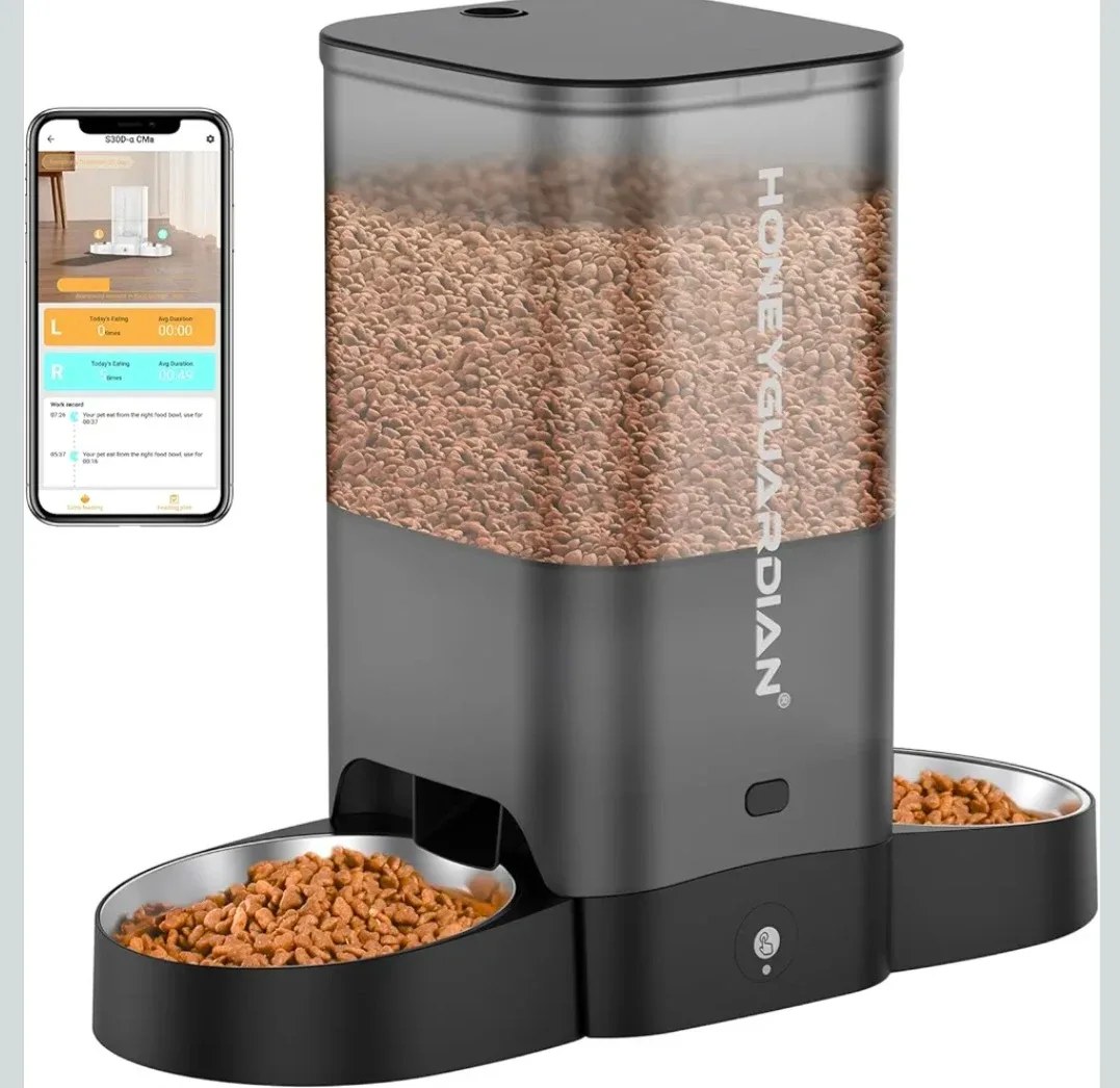 HoneyGuaridan 5L Smart Automatic Cat Feeder for Two Cats WiFi