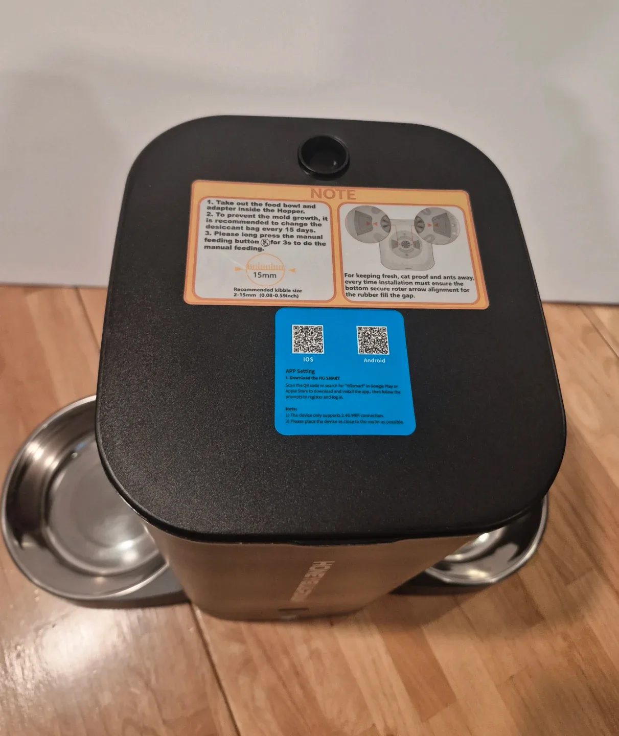 HoneyGuaridan 5L Smart Automatic Cat Feeder for Two Cats WiFi image indicator(6)