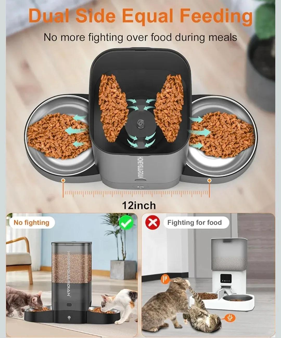 HoneyGuaridan 5L Smart Automatic Cat Feeder for Two Cats WiFi image indicator(7)