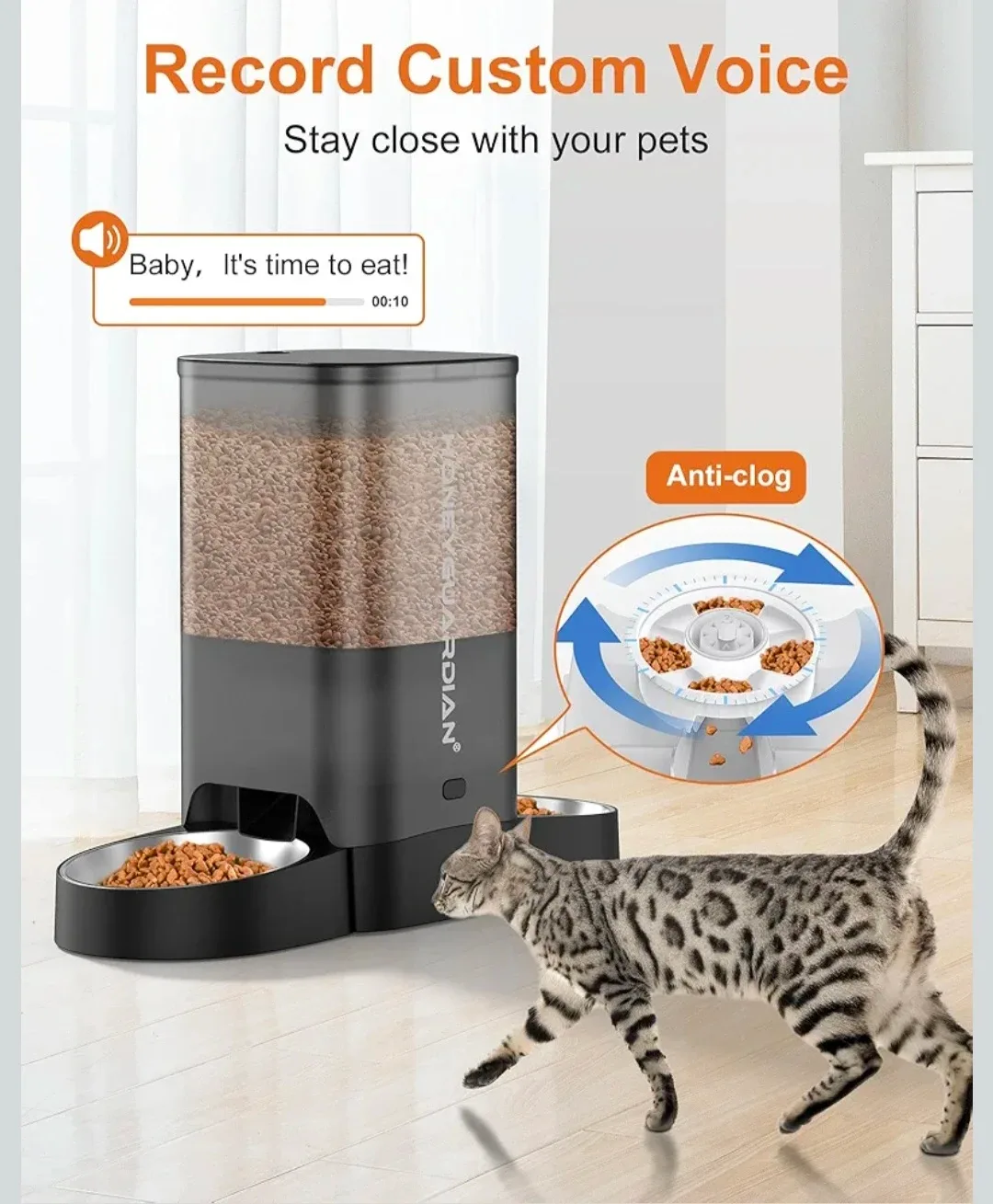 HoneyGuaridan 5L Smart Automatic Cat Feeder for Two Cats WiFi image indicator(9)