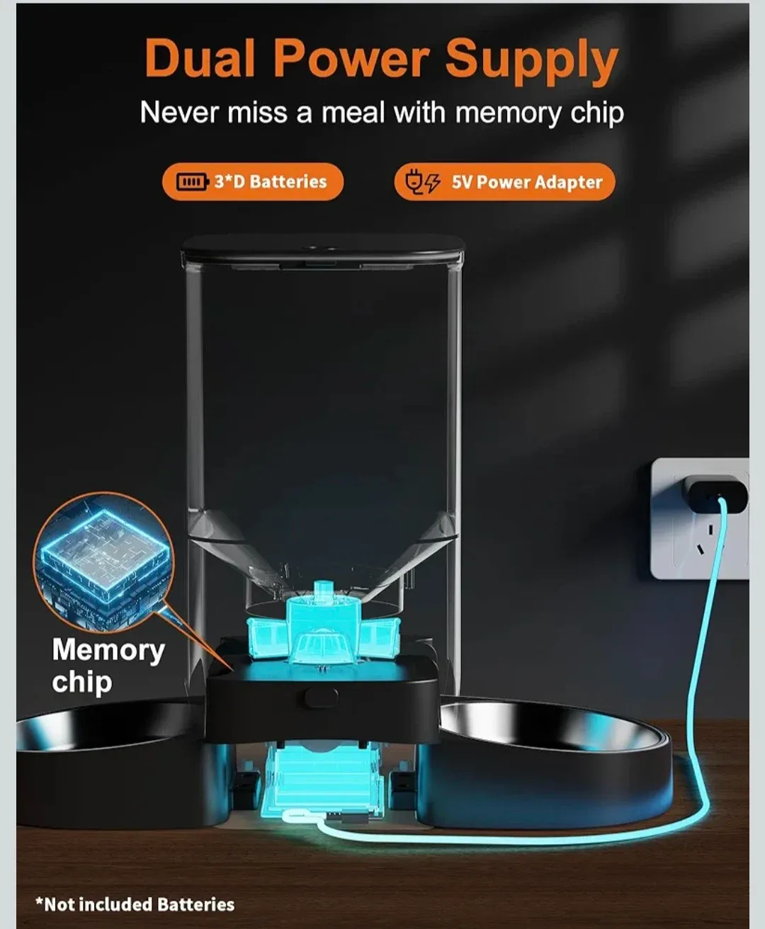 HoneyGuaridan 5L Smart Automatic Cat Feeder for Two Cats WiFi image indicator(10)