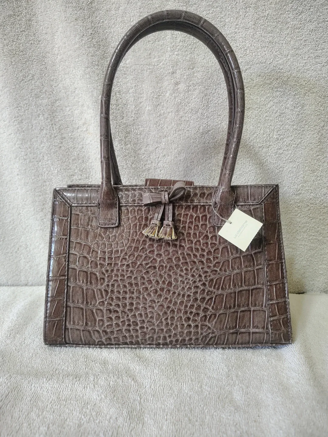 LIZ CLAIBORNE Brown Croc Embossed Handbag