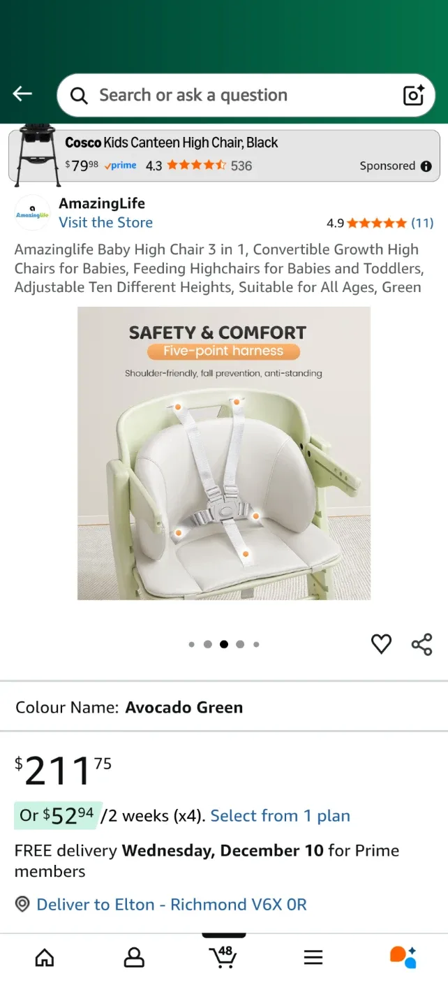 AmazingLife Baby High Chair - Avocado Green image indicator(5)
