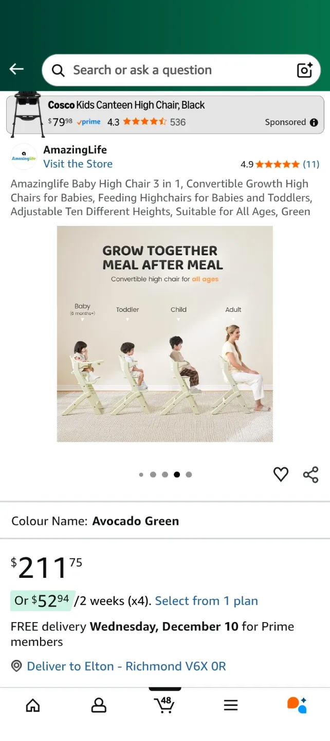 AmazingLife Baby High Chair - Avocado Green image indicator(7)