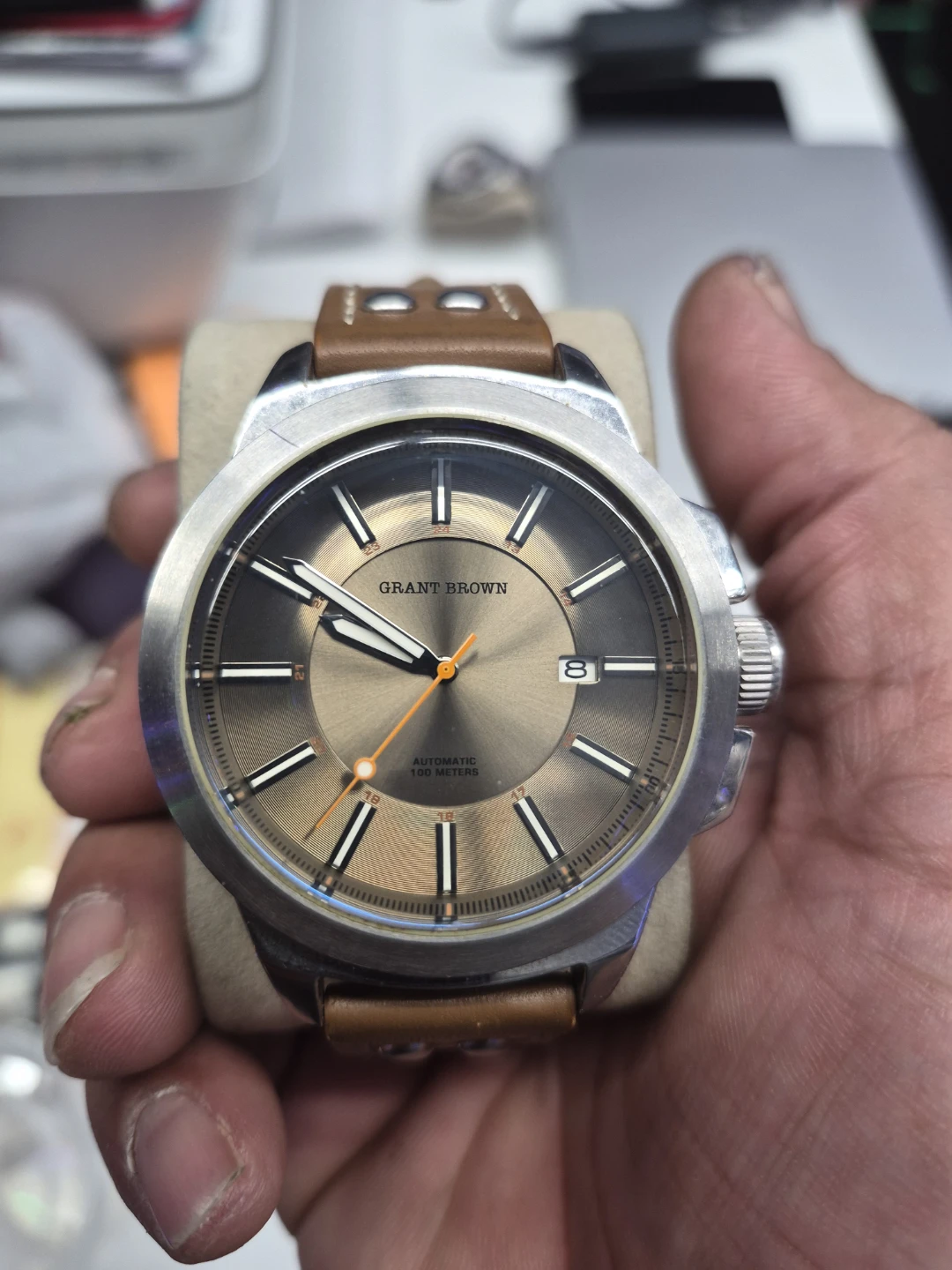 Grant Brown Automatic 100 Meters Watch
