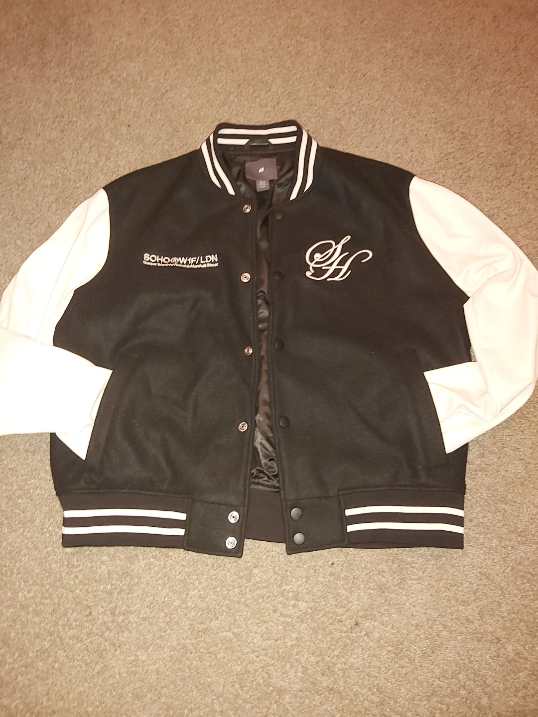 Soho Heights Black & White Varsity Jacket