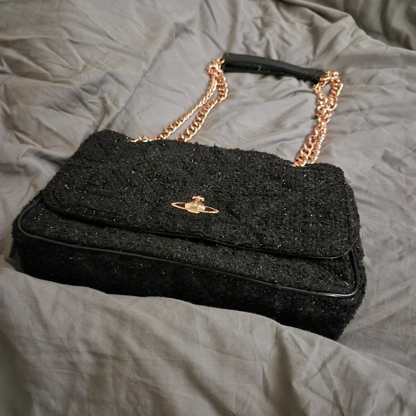 Vivienne Westwood Black Tweed Shoulder Bag #cleanout image indicator(2)