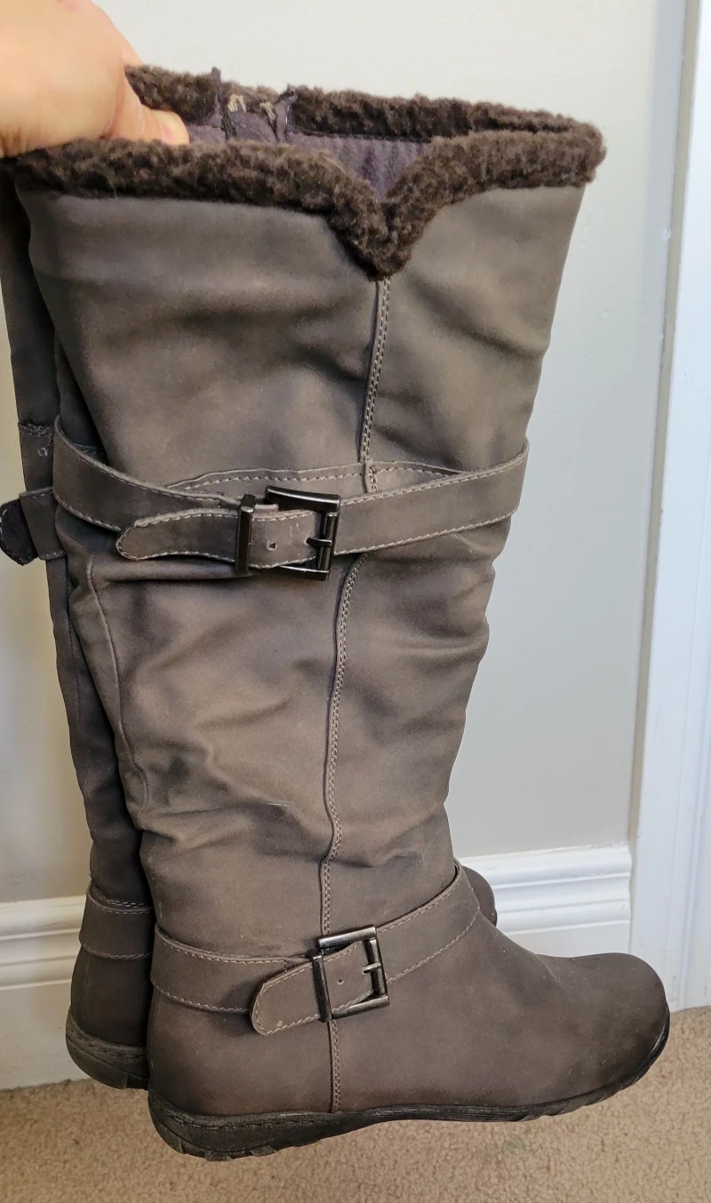 Spring Grey Knee-High Boots