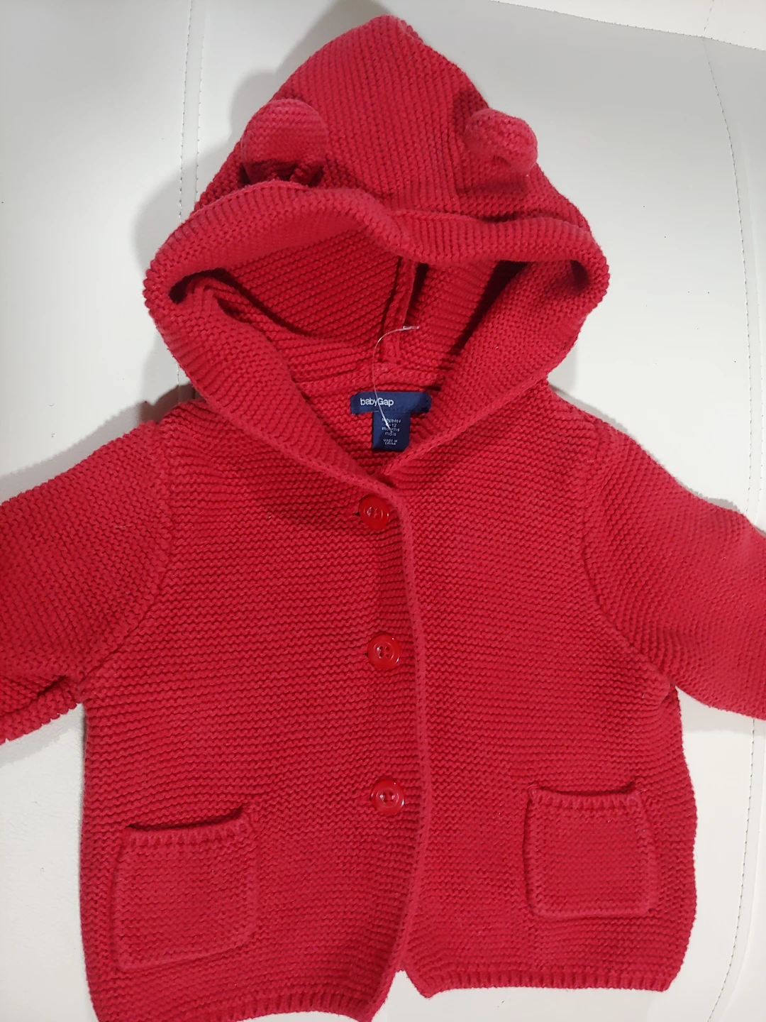 Baby Gap Red Knit Bear Hoodie, 6-12 Months