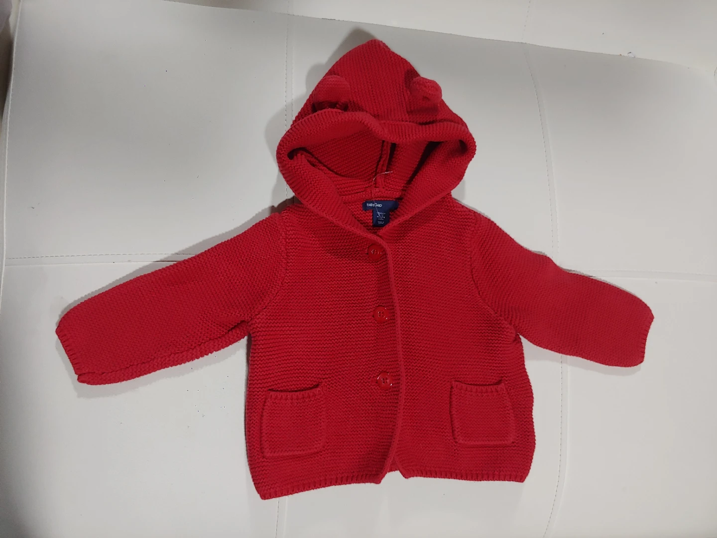 Baby Gap Red Knit Bear Hoodie, 6-12 Months - photo 2