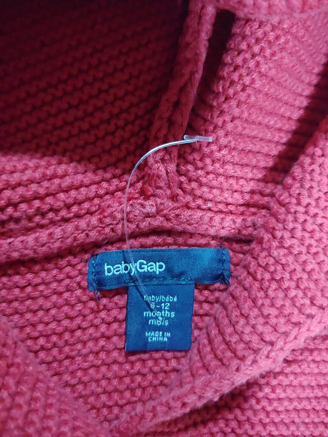 Baby Gap Red Knit Bear Hoodie, 6-12 Months - photo 3