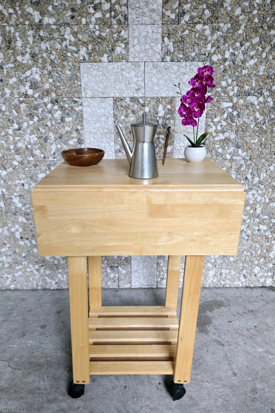 Solid Wood Drop Leaf Bar/Kitchen Island On Wheels - photo 2