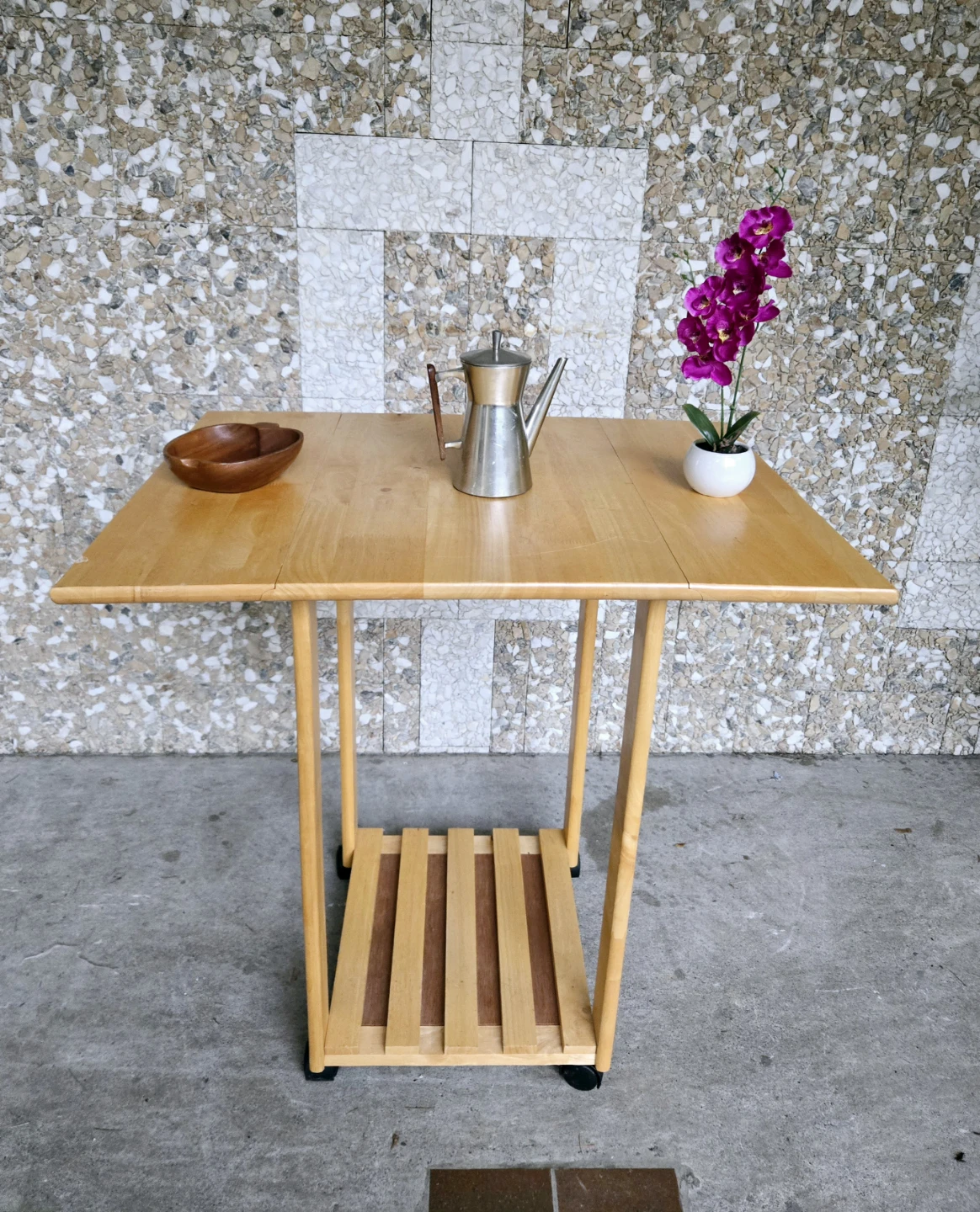 Solid Wood Drop Leaf Bar/Kitchen Island On Wheels - photo 3