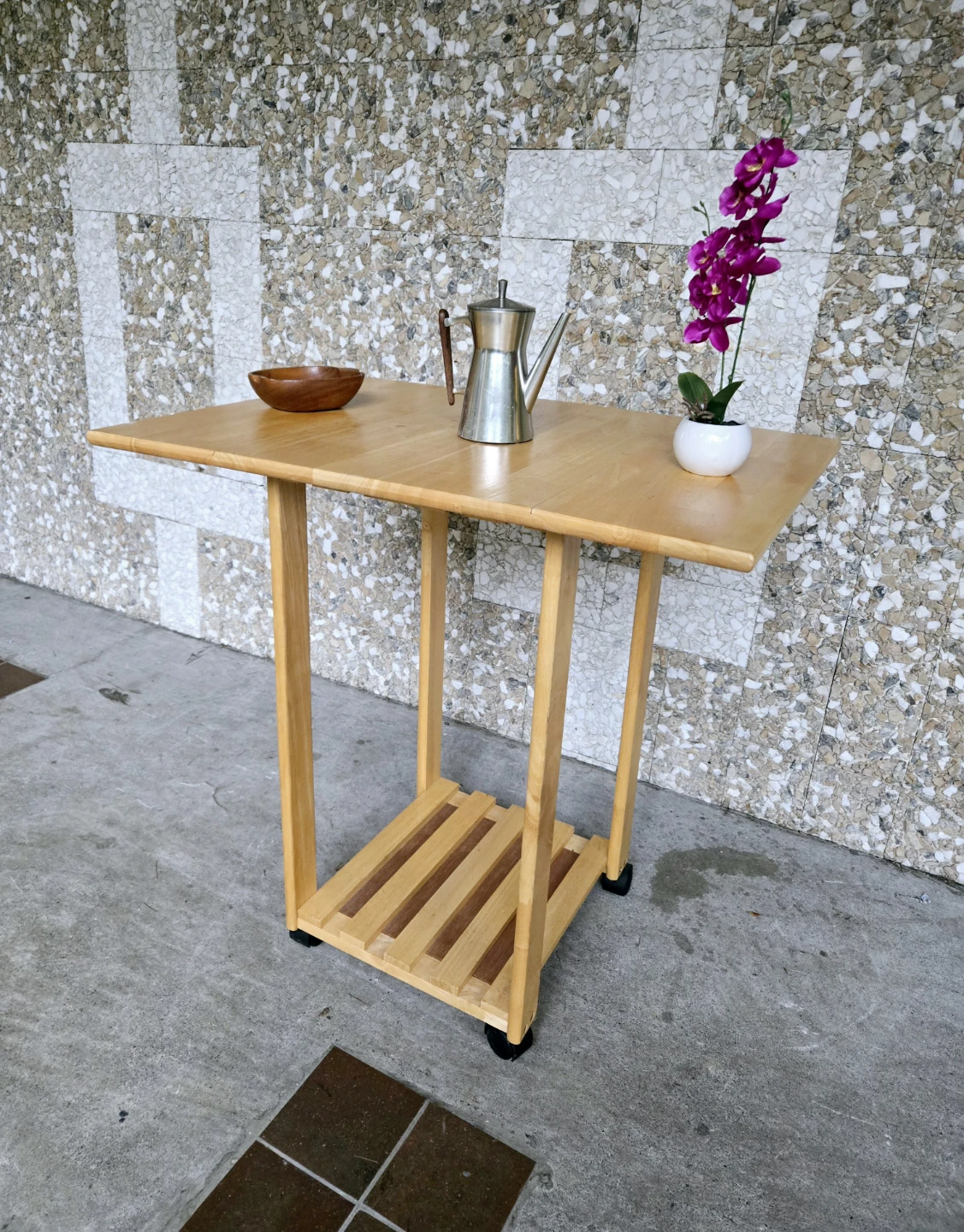 Solid Wood Drop Leaf Bar/Kitchen Island On Wheels - photo 4