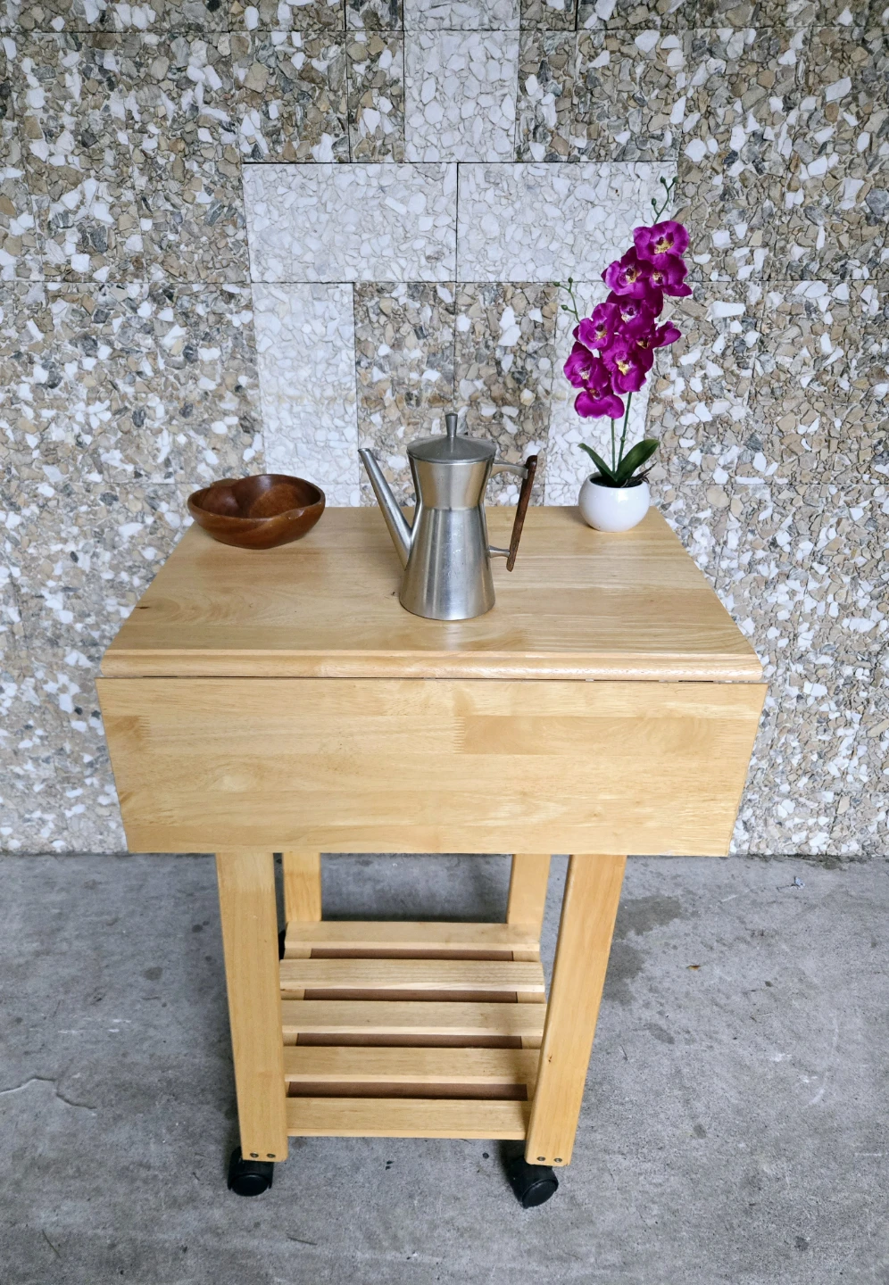 Solid Wood Drop Leaf Bar/Kitchen Island On Wheels - photo 5