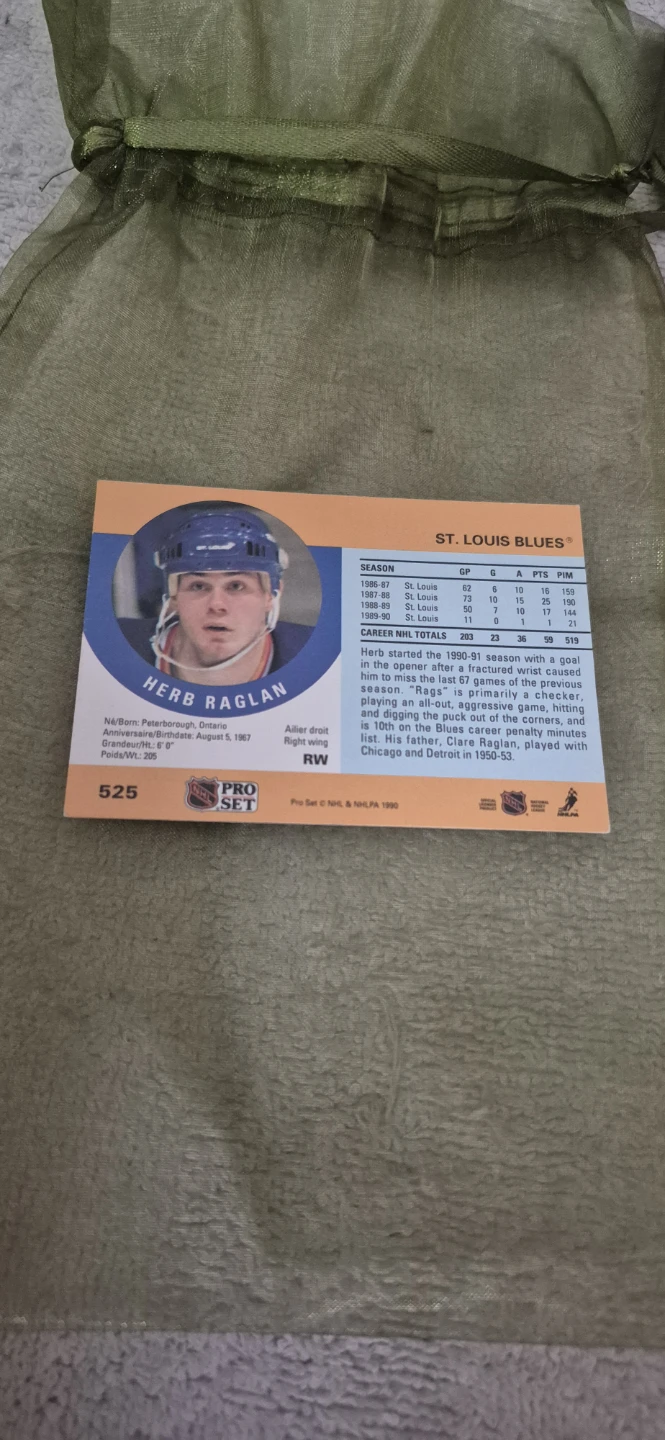 Herb Raglan St. Louis Blues Hockey Card - photo 2