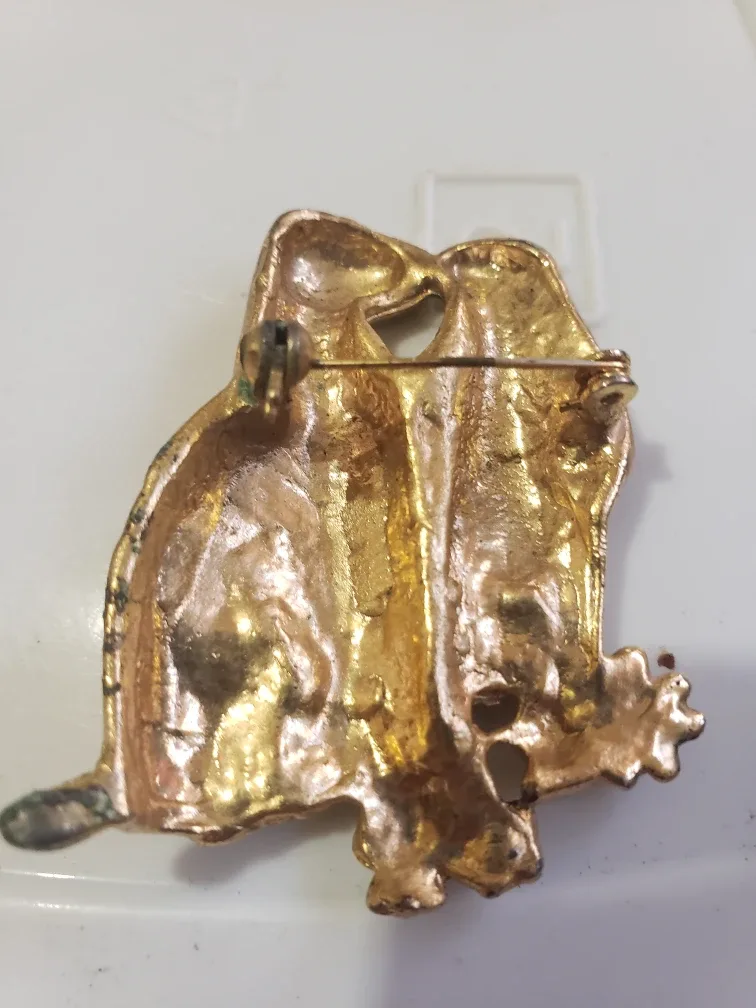 Vintage Gold Tone Kissing Dogs Brooch image indicator(2)